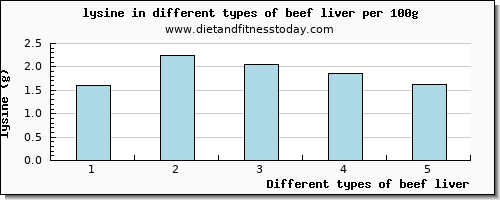 beef liver lysine per 100g